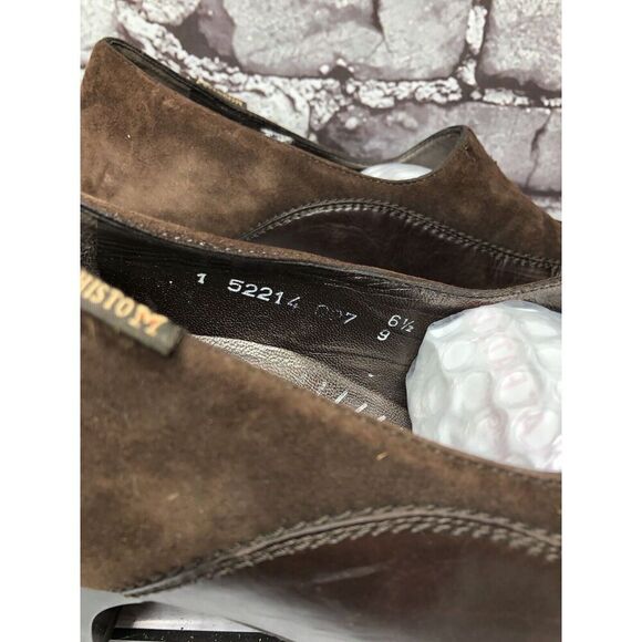 Mephisto Brown Suede Leather Square Toe Split Toe Loafers Heel Shoes Women Sz 9M - Picture 15 of 16